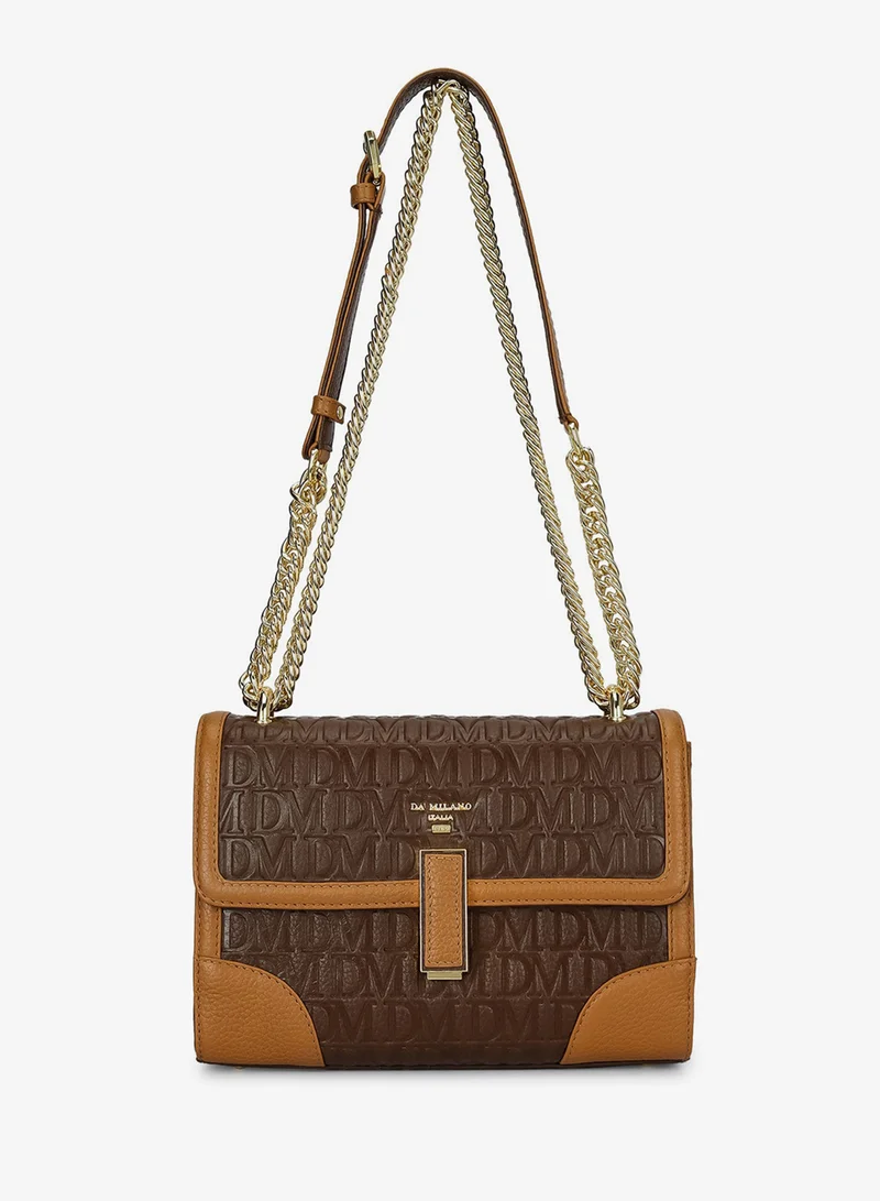 Da Milano Small Monogram Leather Shoulder Bag - Mocha