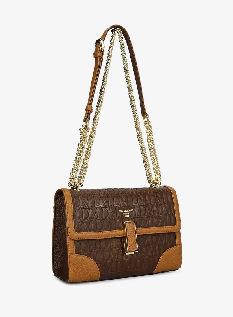Da Milano Small Monogram Leather Shoulder Bag - Mocha
