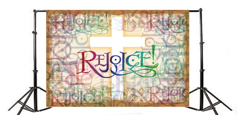 Leyiyi 6x4ft Vintage Cross Rejoice Photography Background Grunge Graffiti Stained Glass Christian Church Our Loard Backdrop Jesus Christ God Bless Baptism Baby Shower Photo Portrait Vinyl Studio Prop - Image 2