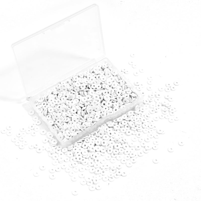 Hiswan 1000pcs Heishi Beads White Polymer Clay Beads for Jewelry Making Bracelets Necklace 6mm