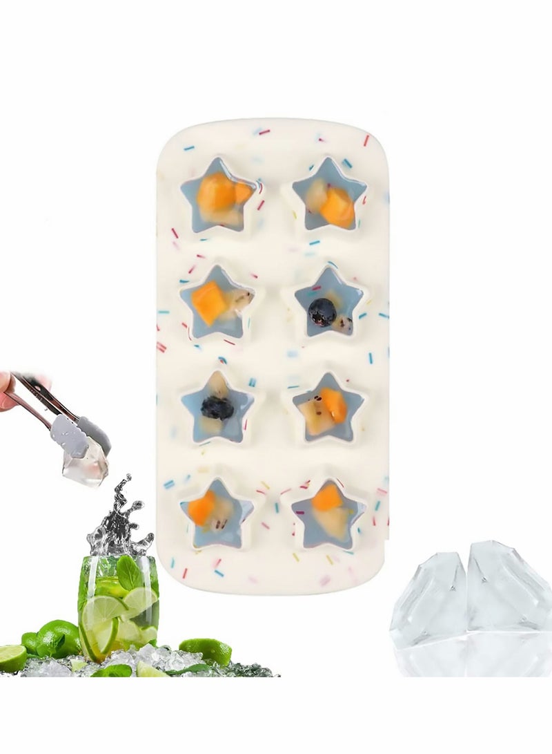 Excefore Ice Cube Trays, Silicone Easy Release Moulds BPA Free 8-Ice Tray for Freezing Drinks, DIY Baby Food, Chocolate Jelly, Cream, Star- Candy Color - Image 1