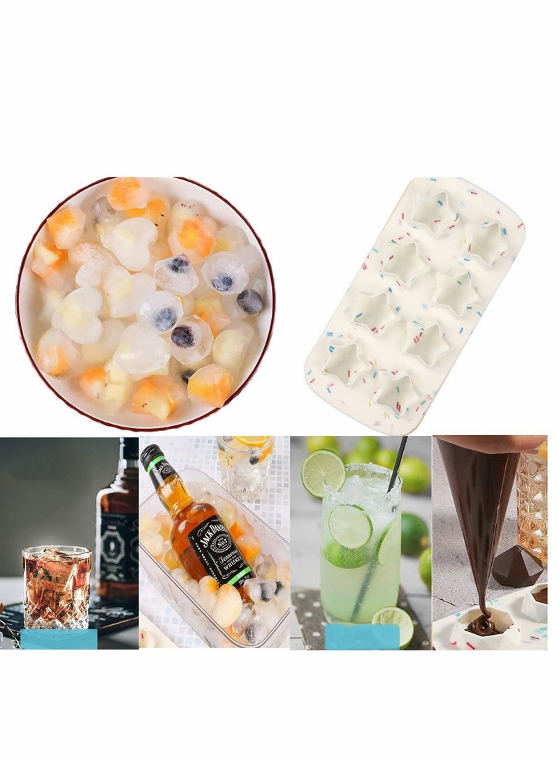 Excefore Ice Cube Trays, Silicone Easy Release Moulds BPA Free 8-Ice Tray for Freezing Drinks, DIY Baby Food, Chocolate Jelly, Cream, Star- Candy Color - Image 2