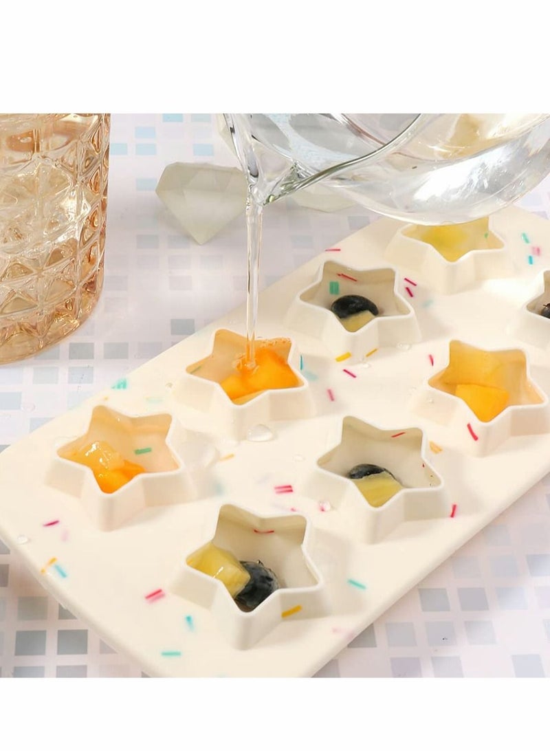 Excefore Ice Cube Trays, Silicone Easy Release Moulds BPA Free 8-Ice Tray for Freezing Drinks, DIY Baby Food, Chocolate Jelly, Cream, Star- Candy Color - Image 5