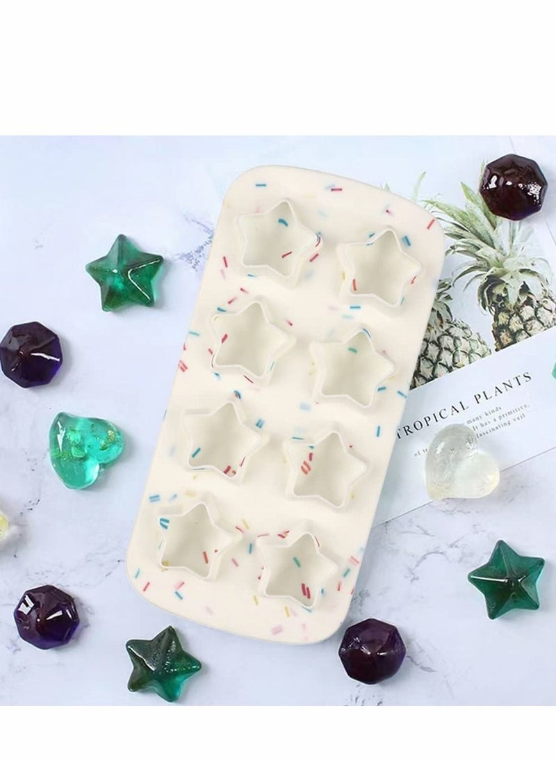 Excefore Ice Cube Trays, Silicone Easy Release Moulds BPA Free 8-Ice Tray for Freezing Drinks, DIY Baby Food, Chocolate Jelly, Cream, Star- Candy Color - Image 3