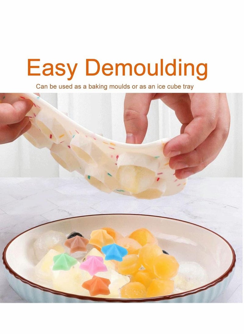 Excefore Ice Cube Trays, Silicone Easy Release Moulds BPA Free 8-Ice Tray for Freezing Drinks, DIY Baby Food, Chocolate Jelly, Cream, Star- Candy Color - Image 4