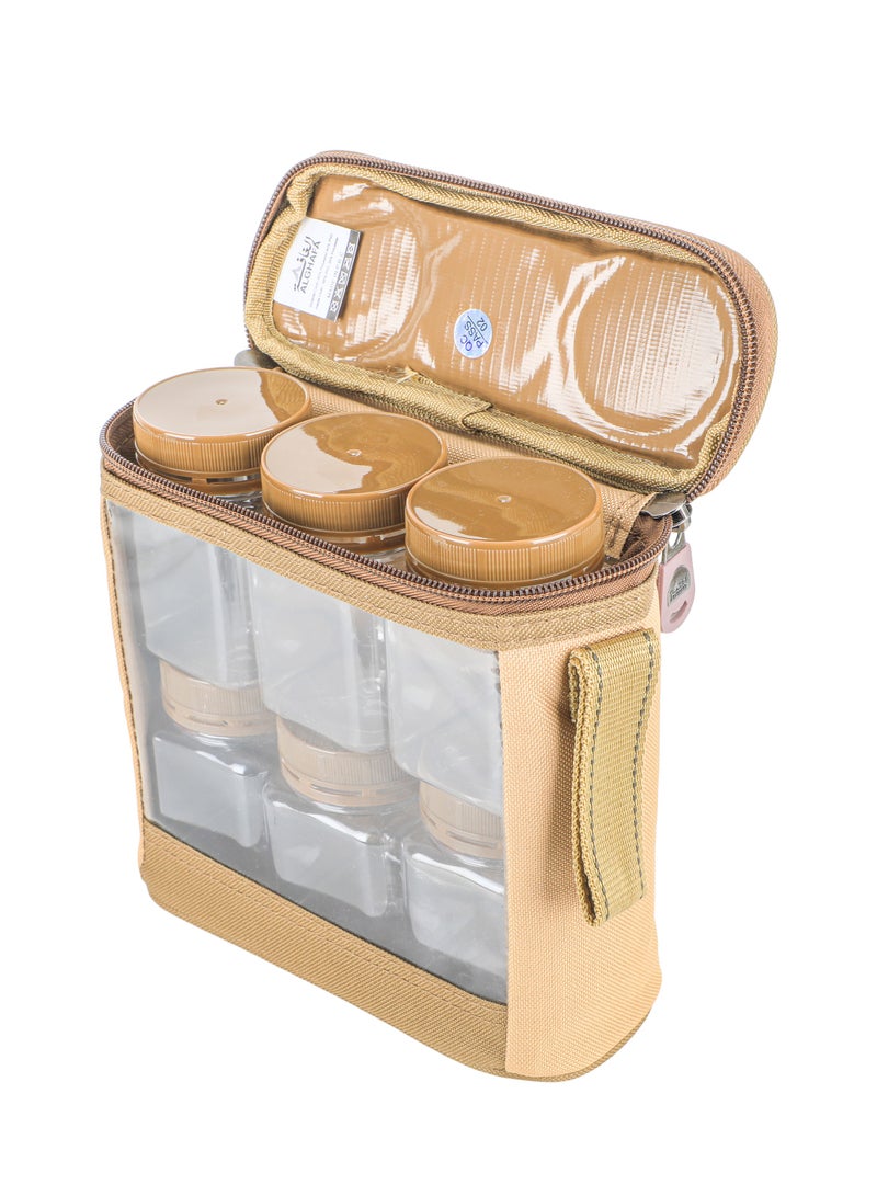 الغافة شنطة  علب بهارات ,عدد6قطع  , سعة 200 ملي, لون كاكي , من  الغافة - Image 2