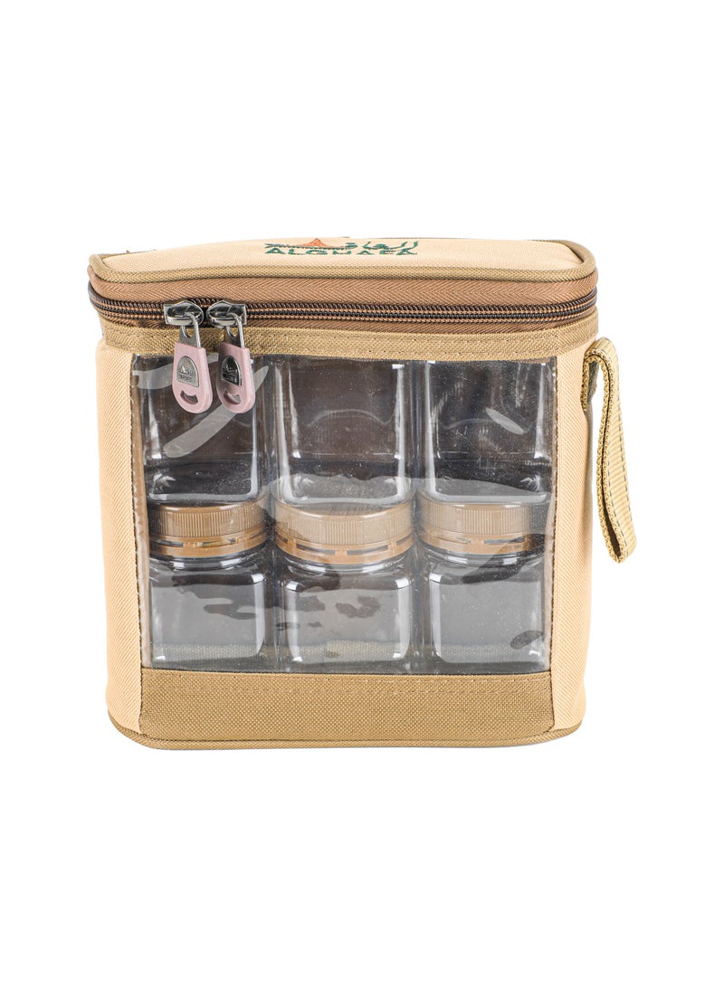 الغافة شنطة  علب بهارات ,عدد6قطع  , سعة 200 ملي, لون كاكي , من  الغافة - Image 3