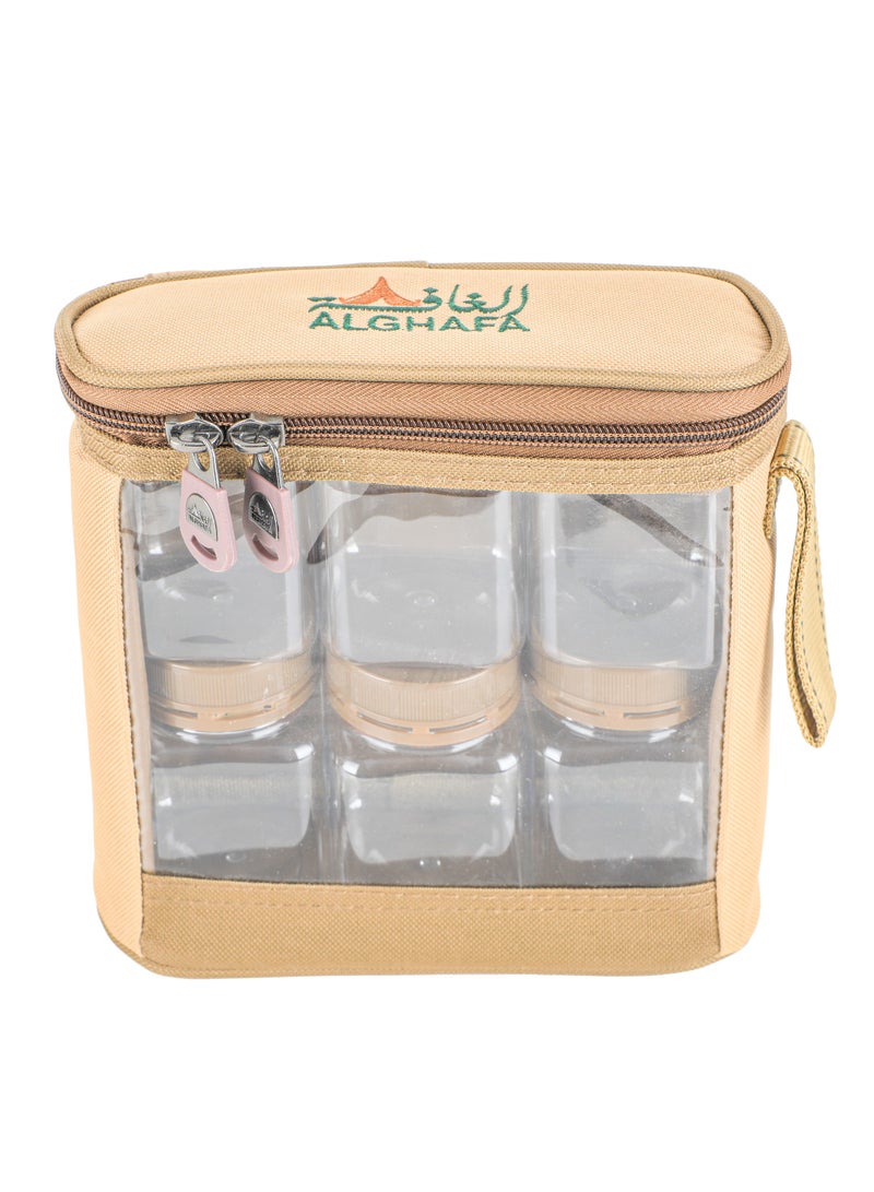 الغافة شنطة  علب بهارات ,عدد6قطع  , سعة 200 ملي, لون كاكي , من  الغافة - Image 5