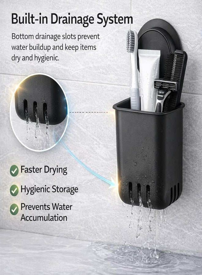 FALMAGU Wall Mounted Storage Holder with Strong Suction Cup – Waterproof Bathroom Organizer Basket for Kitchen, Bathroom, Sink, Sponge, Soap & Cleaning Accessories (1, BLACL) - Image 4