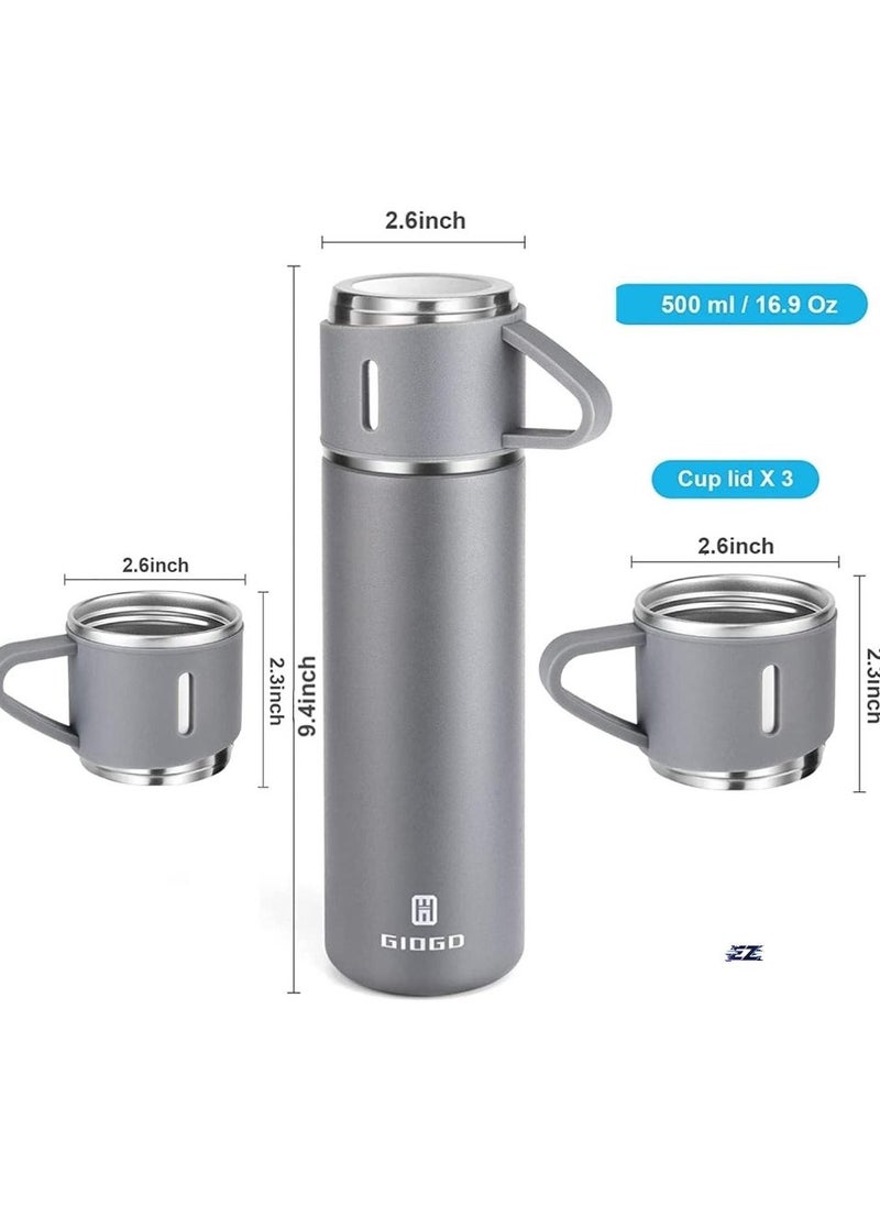 ELTRAZONE NEW Vacuum Insulated Flask 500ml/17.6oz Stainless Steel Thermo-Bottle with Cup for Coffee, Water, Hot & Cold Drinks – Gray - Image 2