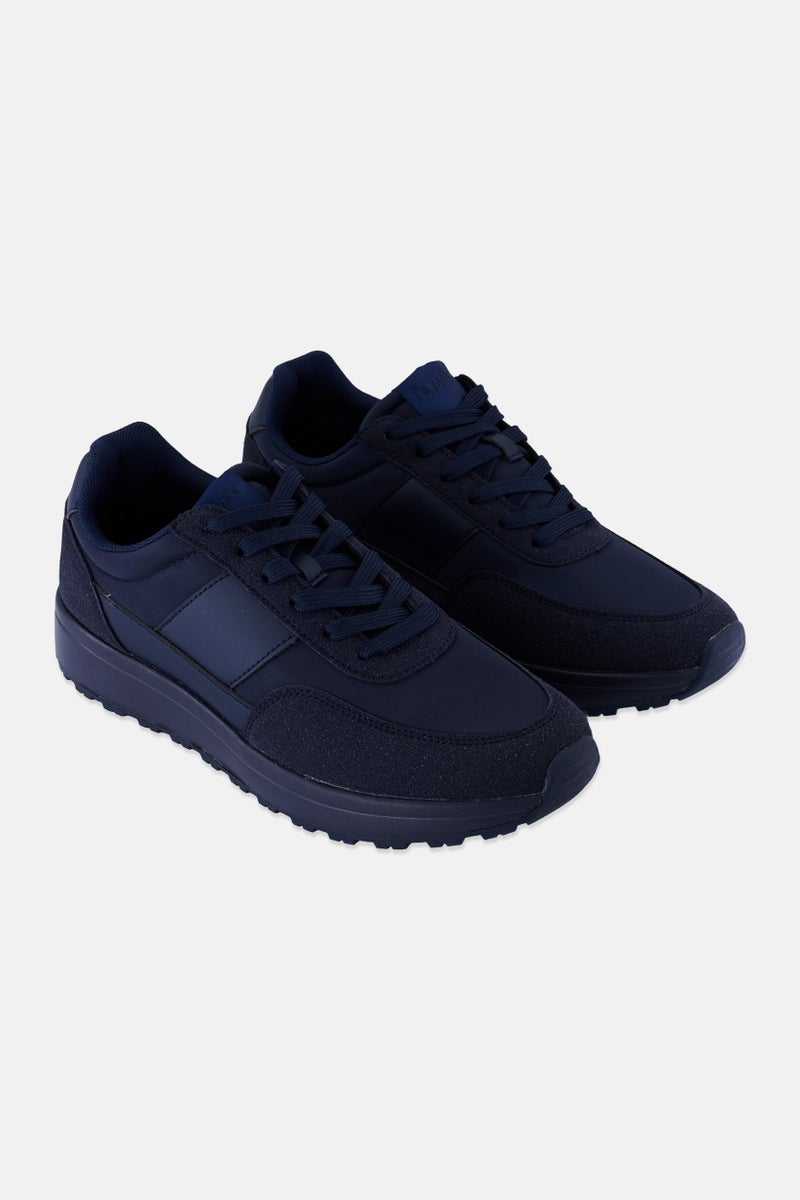 Algspar Men Lace Up Casual Shoes, Navy - Image 1