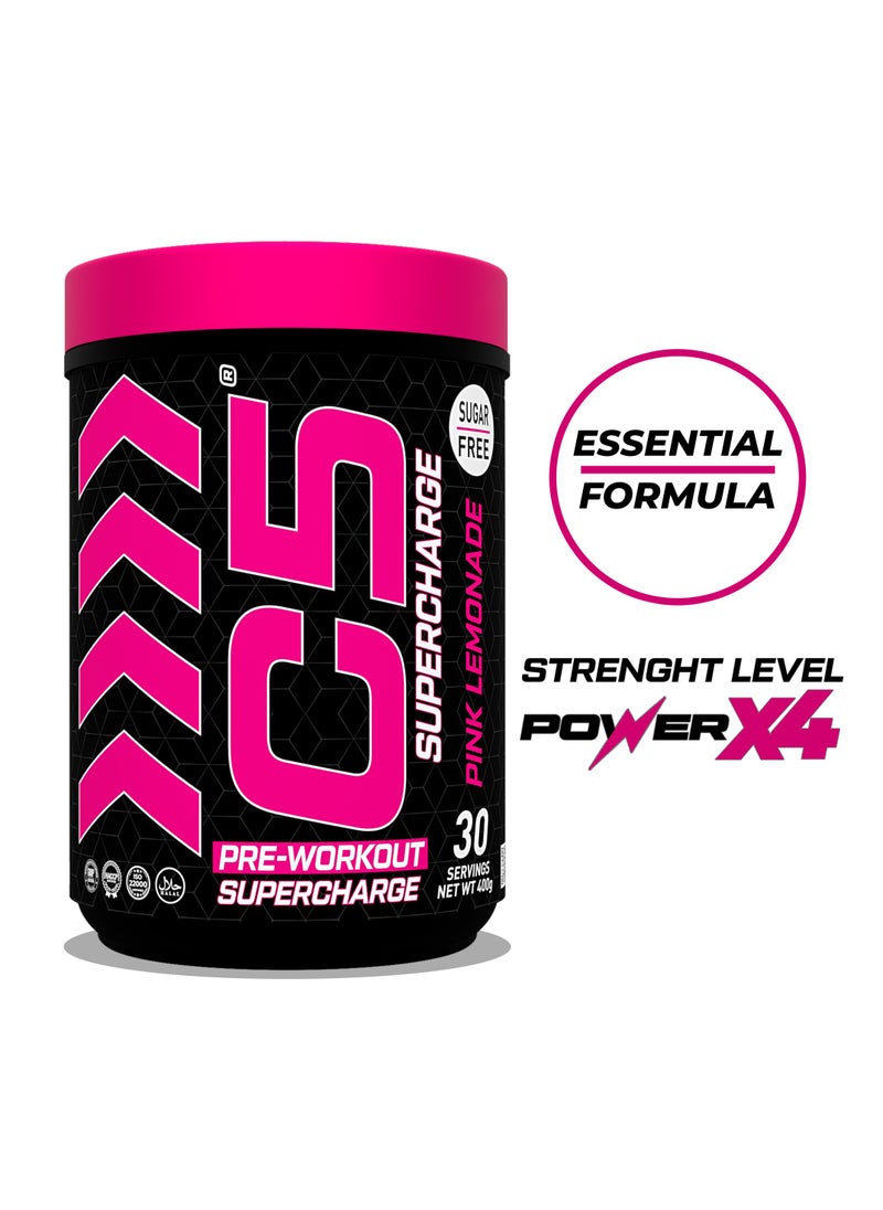 C5 C5 Supercharge Pre Workout Powder Pink Lemonade - 30 Servings, 200mg High Caffeine - Sugar Free -Zero Calories - Beta Alanine - Citrulline Malate, Creatine HCL High-Performance PreWorkout Booster Supplement  - Image 2