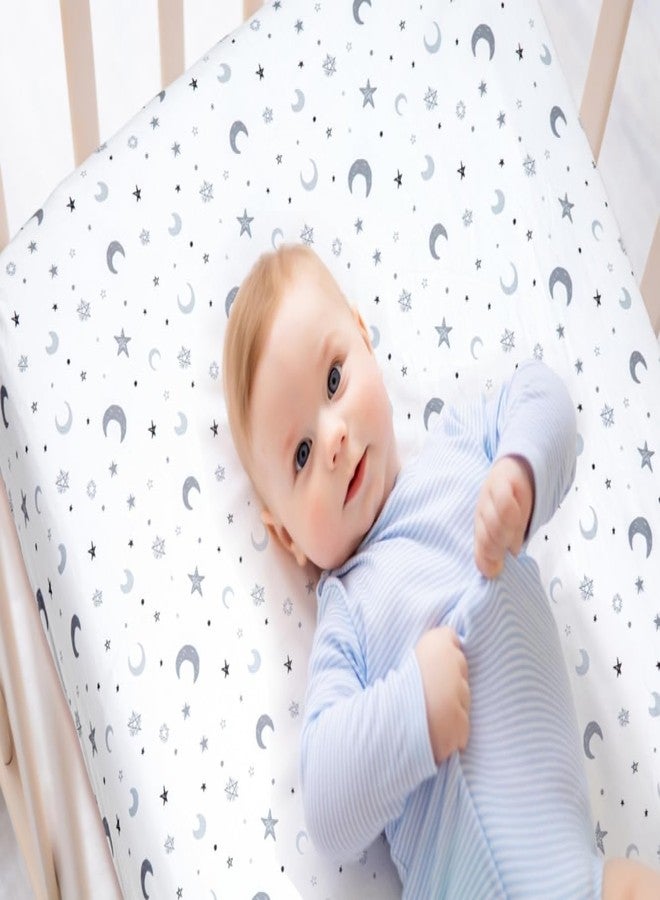 FIGEPO 4 Pack Star and Moon Neutral Unisex Fitted Baby Sheets Set for Baby Boys or Girls (Crib Sheets) - Image 2