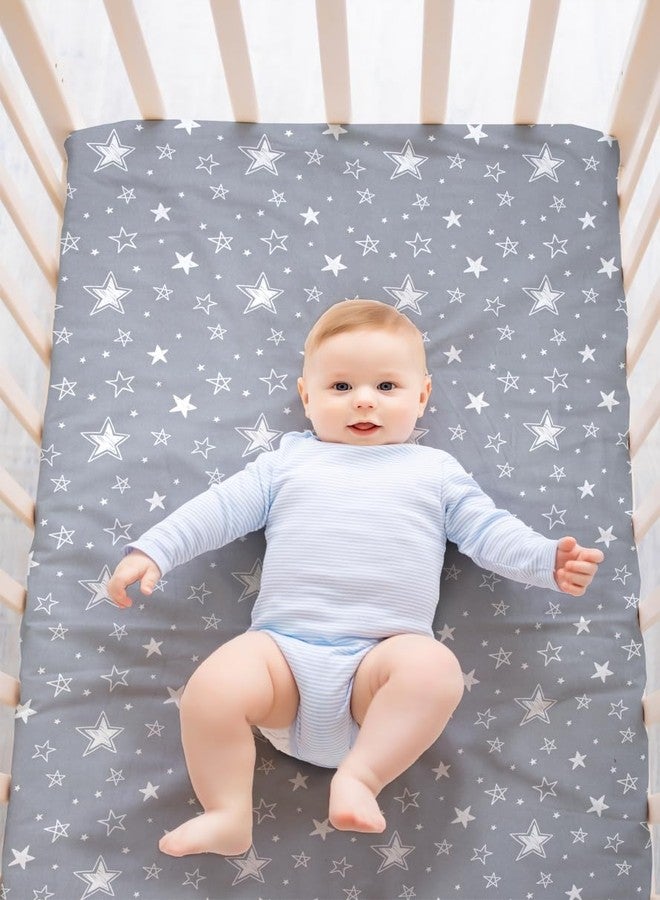 FIGEPO 4 Pack Star and Moon Neutral Unisex Fitted Baby Sheets Set for Baby Boys or Girls (Crib Sheets) - Image 5