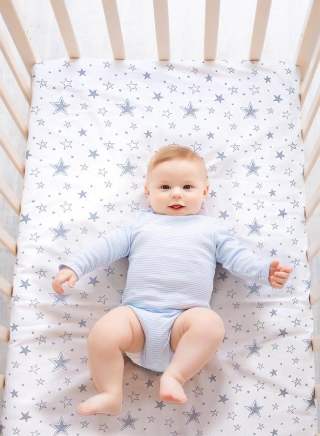 FIGEPO 4 Pack Star and Moon Neutral Unisex Fitted Baby Sheets Set for Baby Boys or Girls (Crib Sheets) - Image 3