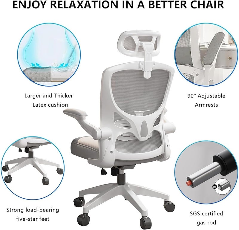TDOO Office Chair,Ergonomic Height Adjustable Desk Chair,Home Office Desk Chair with Adjustable Headrest and Armrests,Computer Desk Chair,Comfortable Lumbar Support, Breathable Cushion for Home, Meeting - Image 5