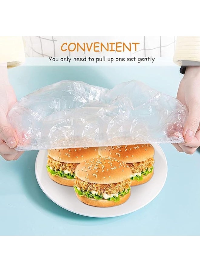 Meetion Fresh Keeping Bags Canning Lids, 200pcs Food Covers,Reusable Elastic Food Storage Covers, Plastic Sealing Elastic Stretch Adjustable Bowl Lids, Universal Kitchen Wrap Seal Bags for Cover Food - Image 4