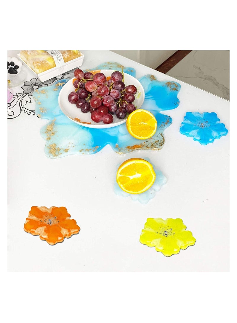 4PCS Coaster Resin Molds Set Coaster Silicone Molds for Epoxy Resin Flower Design Coaster Molds for Resin Casting Epoxy Mold for DIY Resin Crafts Cup Mats Home Decoration