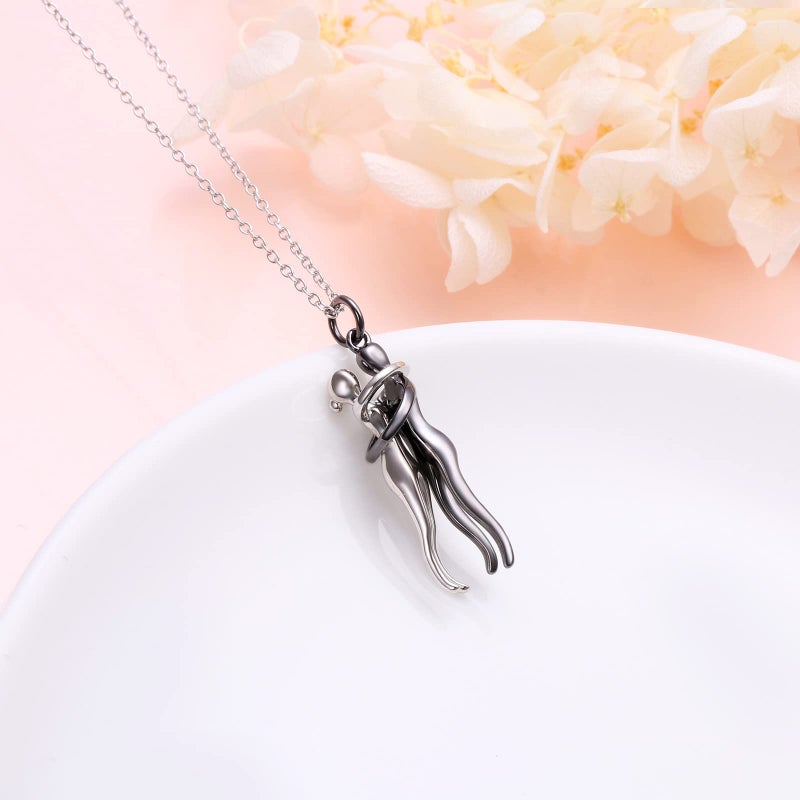 FLYOW Hug Couple Necklace S925 Sterling Silver Hugging Necklace Anniversary Jewelry for Him and Her,Lover Valentines day gift - Image 3