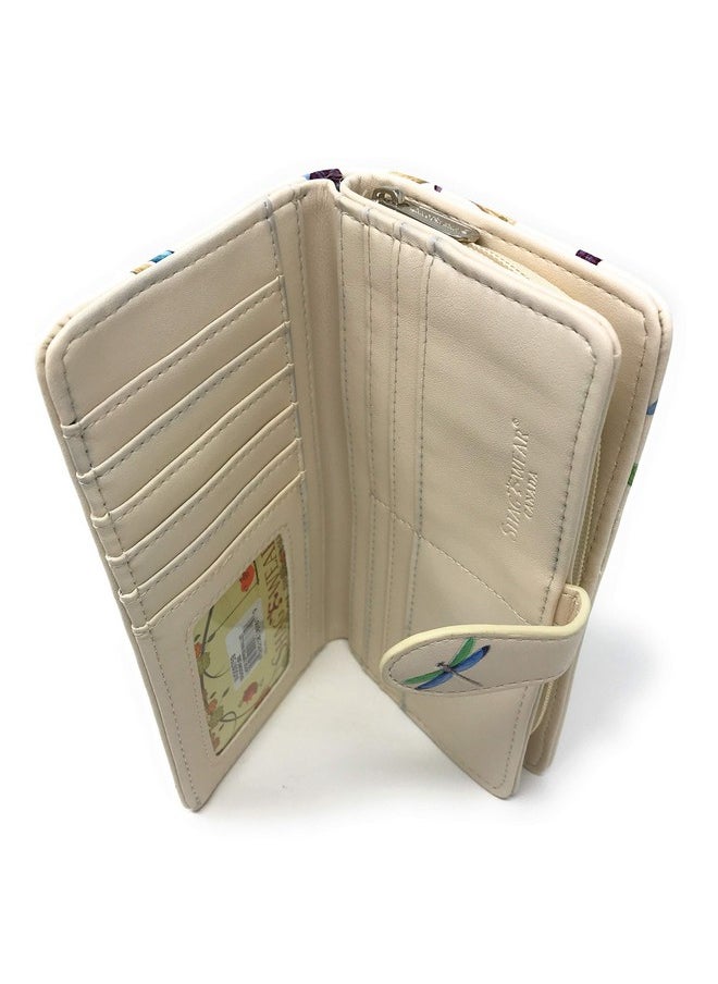 Shag Wear - Dragonflies Large Wallet For Women 7 Beige - Image 1