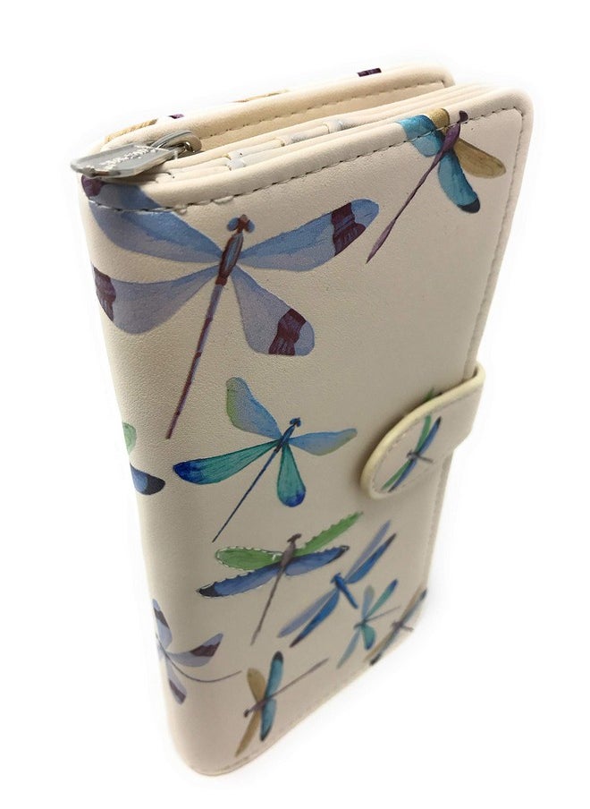Shag Wear - Dragonflies Large Wallet For Women 7 Beige - Image 1