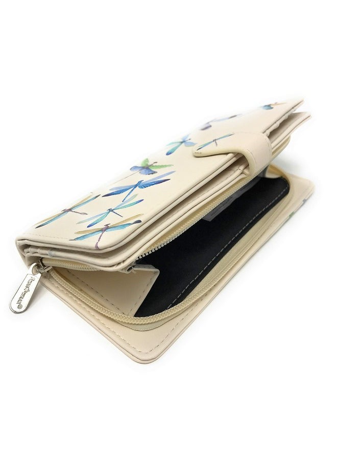 Shag Wear - Dragonflies Large Wallet For Women 7 Beige - Image 1