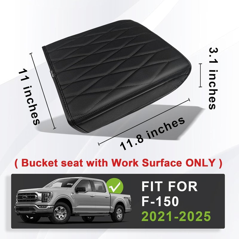 Muslogy غطاء وسادة المسند الأمامي لوحدة التحكم المركزية من ، متوافق مع طراز Ford F-150 (موديلات 2021-2025)، مع وسادة داعمة للمسند وحامي من الجلد النباتي، سمك عادي (فقط لسطح العمل). - Image 2