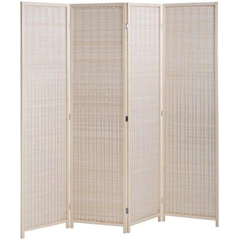 FDW Bamboo Room Divider Folding Privacy Wooden Screen 4 Panel 72 Inches High 17.7 Inches Wide Room Divider for Bedroom Office Study,Natural - Image 1