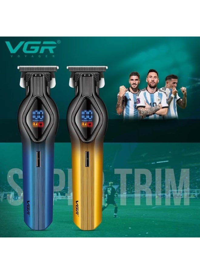 VGR V-921 Professional Digital Display Turbo function 7000RPM Pro Li Outliner Rechargeable Electric Cordless Hair Clipper Grooming Kit T-Blade Close Cutting 0mm Bald Head Clipper 200 min Runtime, BLUE multicolour - Image 4