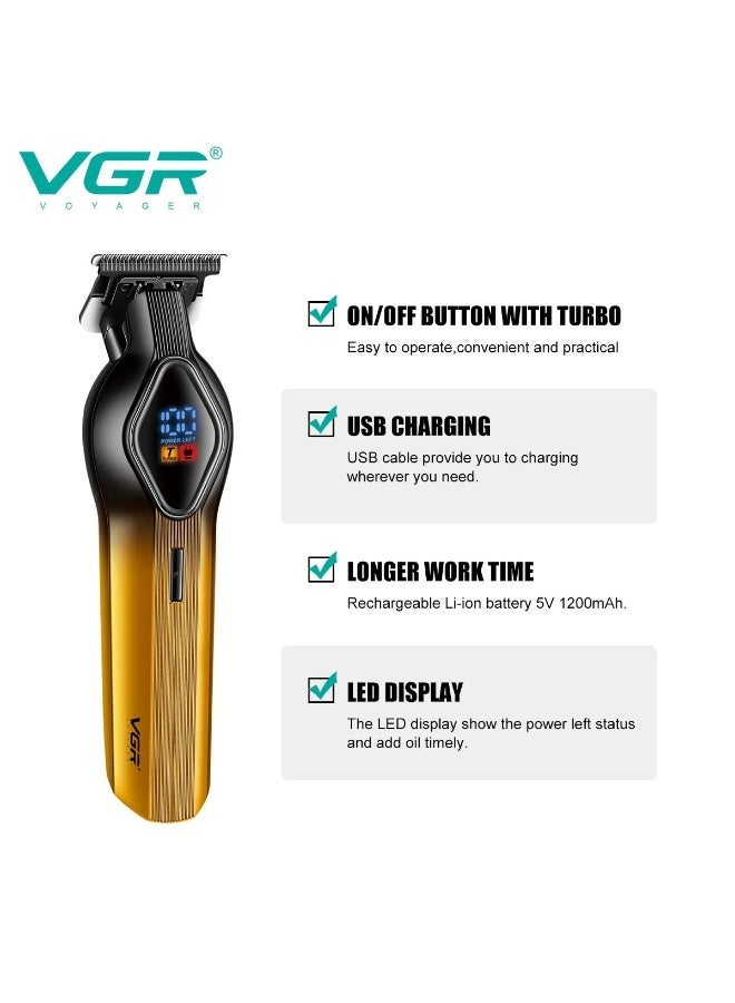 VGR V-921 Professional Digital Display Turbo function 7000RPM Pro Li Outliner Rechargeable Electric Cordless Hair Clipper Grooming Kit T-Blade Close Cutting 0mm Bald Head Clipper 200 min Runtime, BLUE multicolour - Image 5