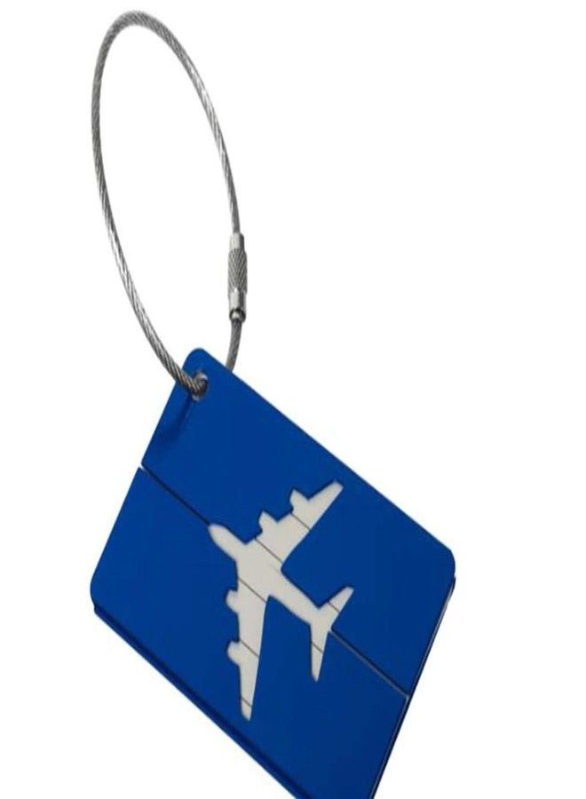 Aircraft Shaped Long Blue Metal Bag tag for Pilots, Crew and Travellers by pilot18