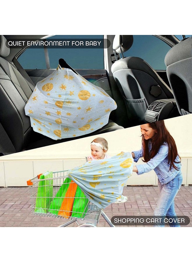 Little tots أغطية مقاعد سيارات للأطفال الرضع القابلة للتمدد، مظلة سيارة للأطفال الرضع ناعمة جداً وقابلة للتمدد لأمهات (ليلة متلألئة) - Image 5
