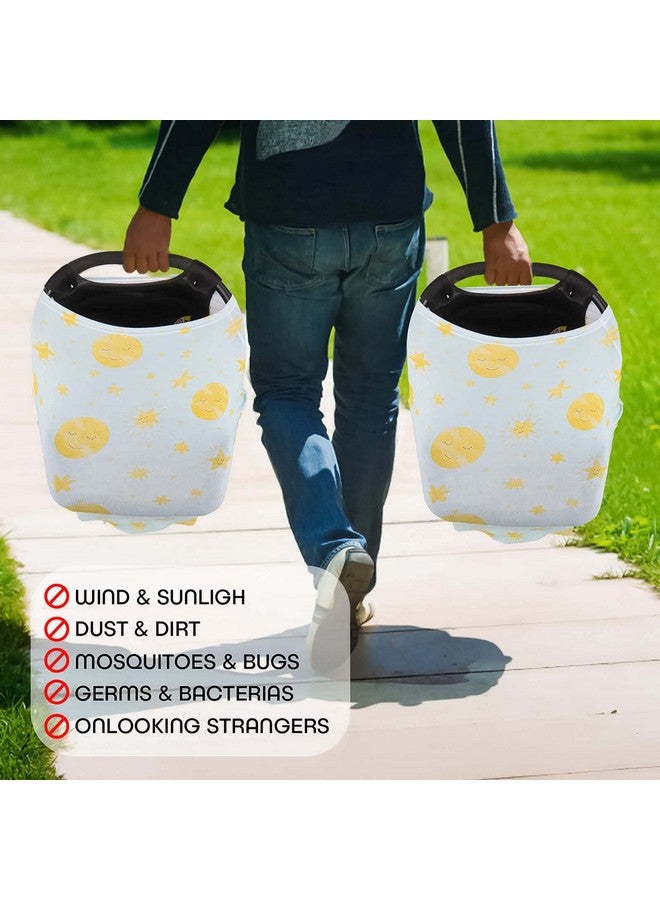 Little tots أغطية مقاعد سيارات للأطفال الرضع القابلة للتمدد، مظلة سيارة للأطفال الرضع ناعمة جداً وقابلة للتمدد لأمهات (ليلة متلألئة) - Image 4