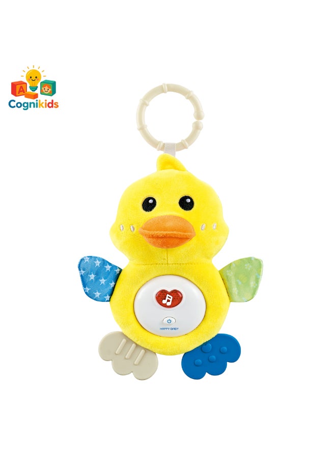 COGNIKIDS لعبة دمى بط مريحة للأطفال 0M+ | دمية موسيقية مضيئة ليلية مع أجنحة متموجة، حلقة عضاضة ووحدة موسيقية قابلة للفصل | لعبة صوتية مريحة للأطفال حديثي الولادة - Image 2