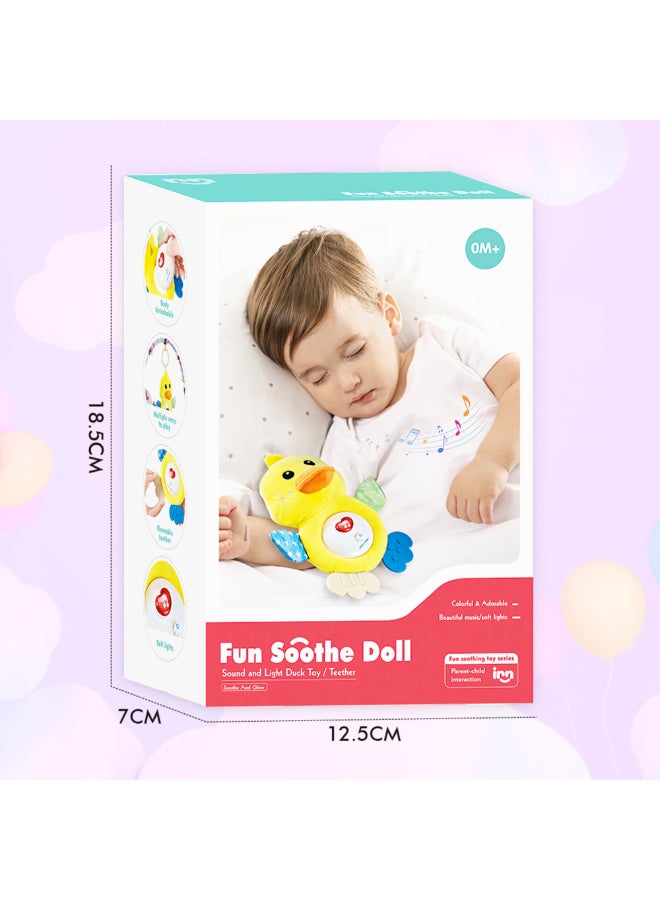 COGNIKIDS لعبة دمى بط مريحة للأطفال 0M+ | دمية موسيقية مضيئة ليلية مع أجنحة متموجة، حلقة عضاضة ووحدة موسيقية قابلة للفصل | لعبة صوتية مريحة للأطفال حديثي الولادة - Image 4