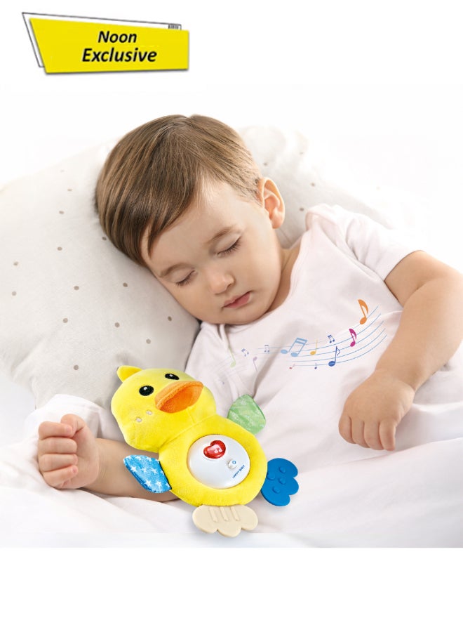 COGNIKIDS لعبة دمى بط مريحة للأطفال 0M+ | دمية موسيقية مضيئة ليلية مع أجنحة متموجة، حلقة عضاضة ووحدة موسيقية قابلة للفصل | لعبة صوتية مريحة للأطفال حديثي الولادة - Image 1