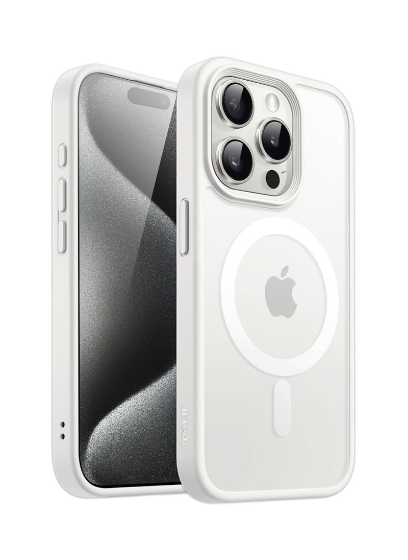Denx - Matte Magnetic case for iPhone 14 Pro , High Grade Drop Protection with Shockproof Strip, Translucent Matte Back Phone Case (White) - Image 1