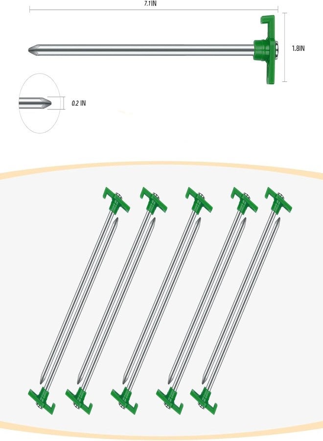 AVOFOREST Tent Stakes Heavy Duty Camping Stakes, 7Inch Non-Rust Metal Tent Pegs Ground Stakes Tent Spikes Camping,Garden,Hiking 12PCS Green - Image 2