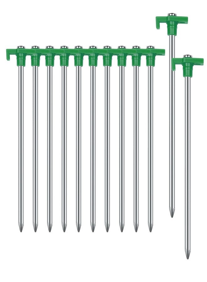 AVOFOREST Tent Stakes Heavy Duty Camping Stakes, 7Inch Non-Rust Metal Tent Pegs Ground Stakes Tent Spikes Camping,Garden,Hiking 12PCS Green - Image 1