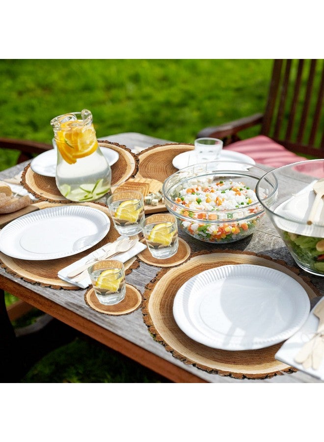 Geosar 200 Disposable Paper Placemats and Coasters Set Summer Hawaiian Luau Placemat with Coasters Outdoor Indoor for Greenery Jungle Dining Table Decoration Shower Birthday(Wood Grain) - Image 3