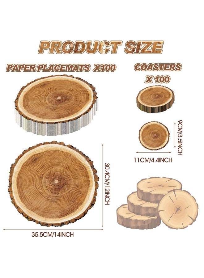 Geosar 200 Disposable Paper Placemats and Coasters Set Summer Hawaiian Luau Placemat with Coasters Outdoor Indoor for Greenery Jungle Dining Table Decoration Shower Birthday(Wood Grain) - Image 2