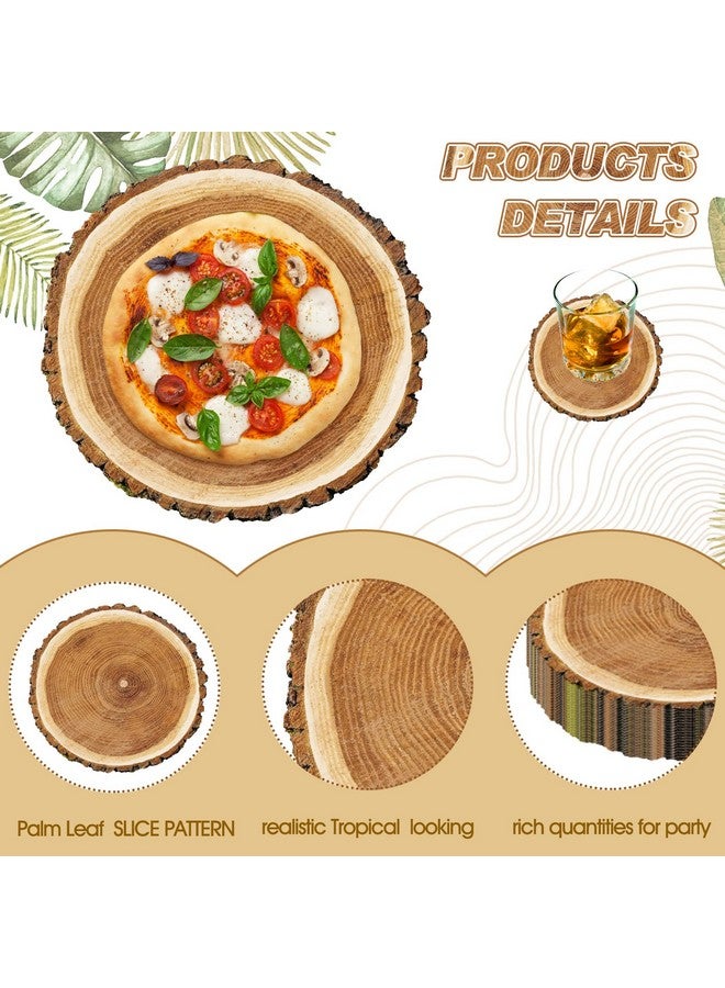 Geosar 200 Disposable Paper Placemats and Coasters Set Summer Hawaiian Luau Placemat with Coasters Outdoor Indoor for Greenery Jungle Dining Table Decoration Shower Birthday(Wood Grain) - Image 5