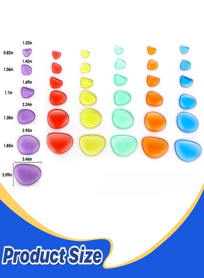 PreTrans Rainbow Stacking Stones - Set of 36 - Translucent Pebbles, Perfect Light Table Toys for Kids Learning & Fun - Image 2
