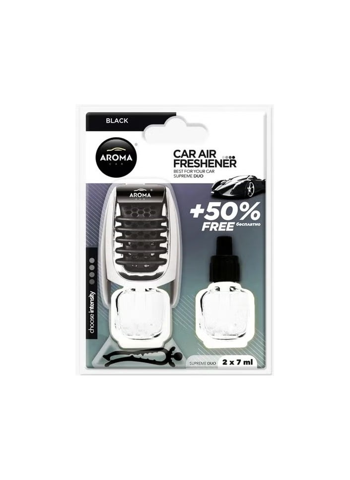 Aroma Supreme Duo Aroma Black Car Air Vent 2 X 7ML, Air Freshener Long Lasting Evaporation With Intensity Of The Fragrance, Made In Poland (Package may vary ) 