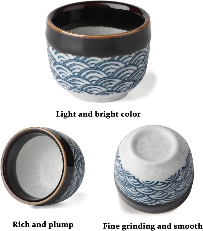 forkmannie Sake Set Ceramic Japanese Sake Set of 7 include 1 Sake bottle 6 Sake Cups for Hot or Cold Sake at Home or Restaurant - Image 3