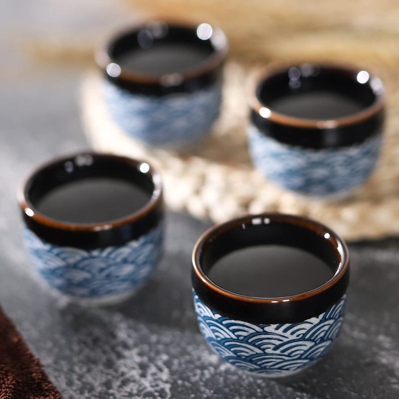 forkmannie Sake Set Ceramic Japanese Sake Set of 7 include 1 Sake bottle 6 Sake Cups for Hot or Cold Sake at Home or Restaurant - Image 5