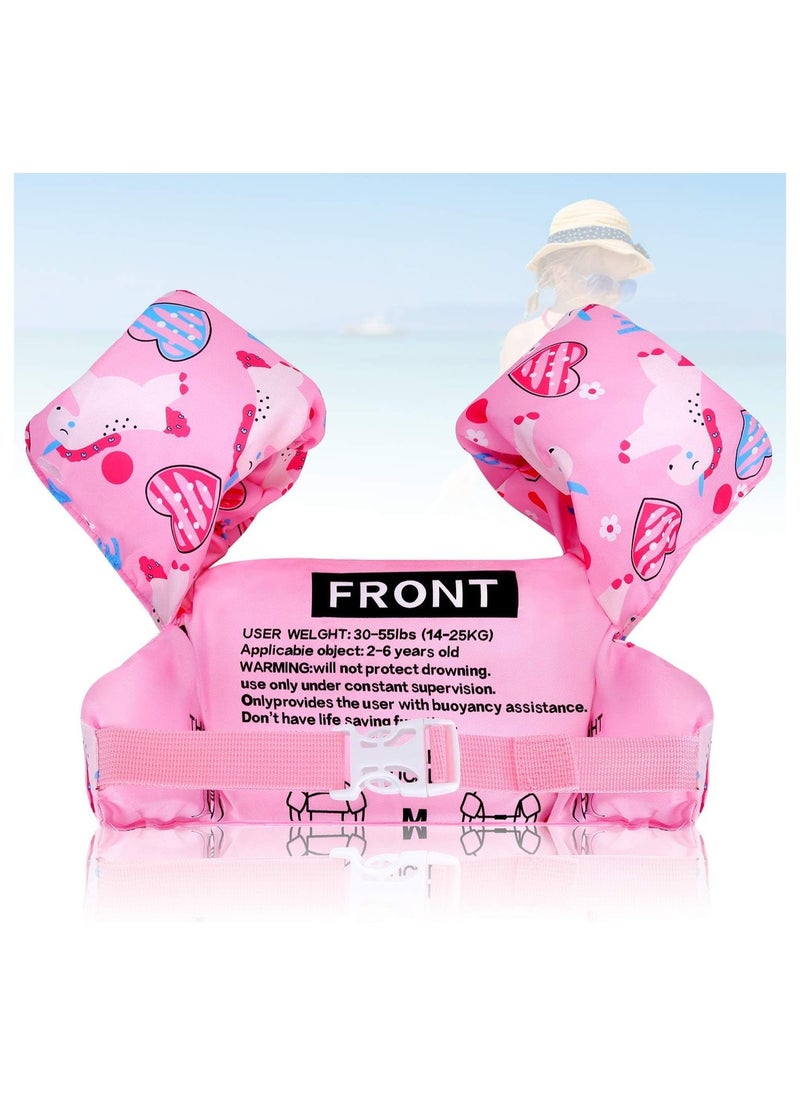 Generic Toddler Swim Vest Baby Swim Jacket Float Swimming Float Vest Infant Pool Floaties for Swimming Aid Boys Girls Learn to Swim Pink Heart - Image 5