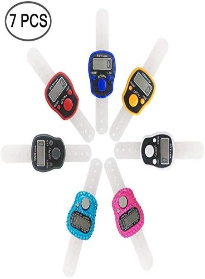 AKDC Afunta 7 Pcs Finger Counters - 5 Digital Led Electronic Finger Counter, Mechanical Manual Clicker Number Lap Tracker Counter - Diamond Shape - Image 1