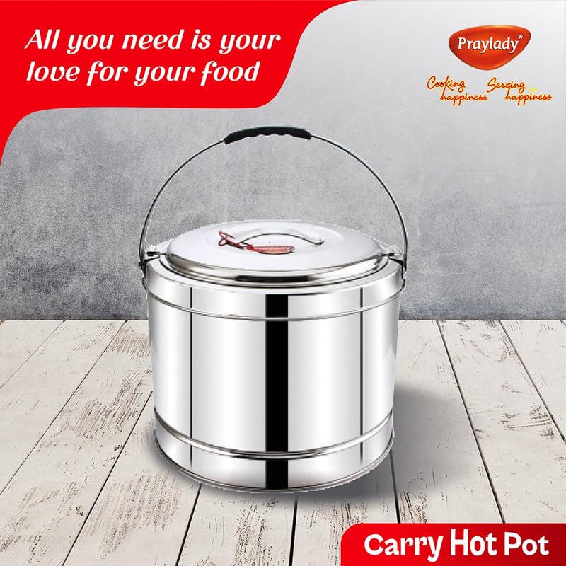 Praylady Stainless Steel Insulated Carry Hot Pot 7500 ML Silver - Image 5