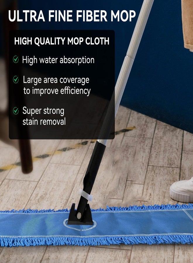 BeiLan 48 Inch Dust Mop Head: Replacement Medium Washable Commercial Mop Head - Sweeper and Janitorial Dust Head Replacement Blue - Image 4